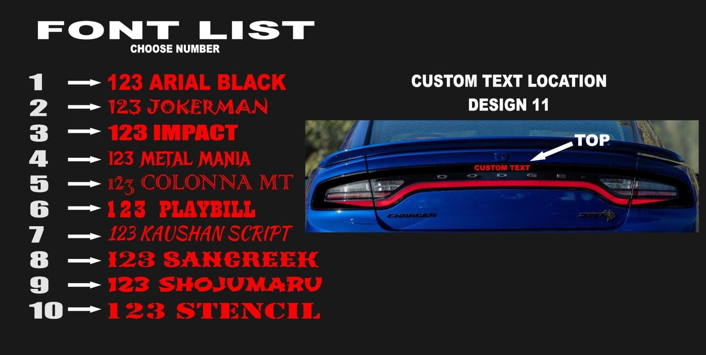 15 - 23 Dodge Charger Taillight Decal Design 11 - Speedlogix