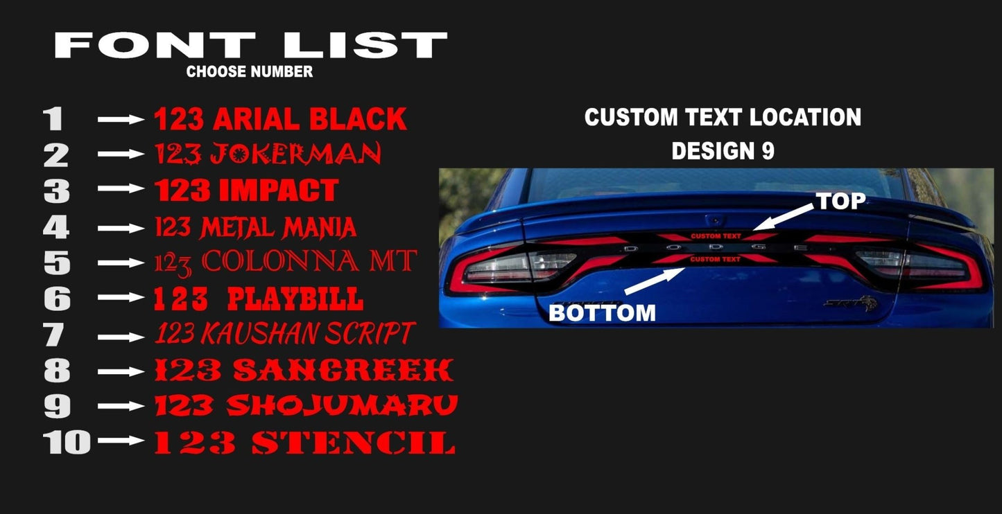 15 - 23 Dodge Charger Taillight Decal Design 9 - Speedlogix