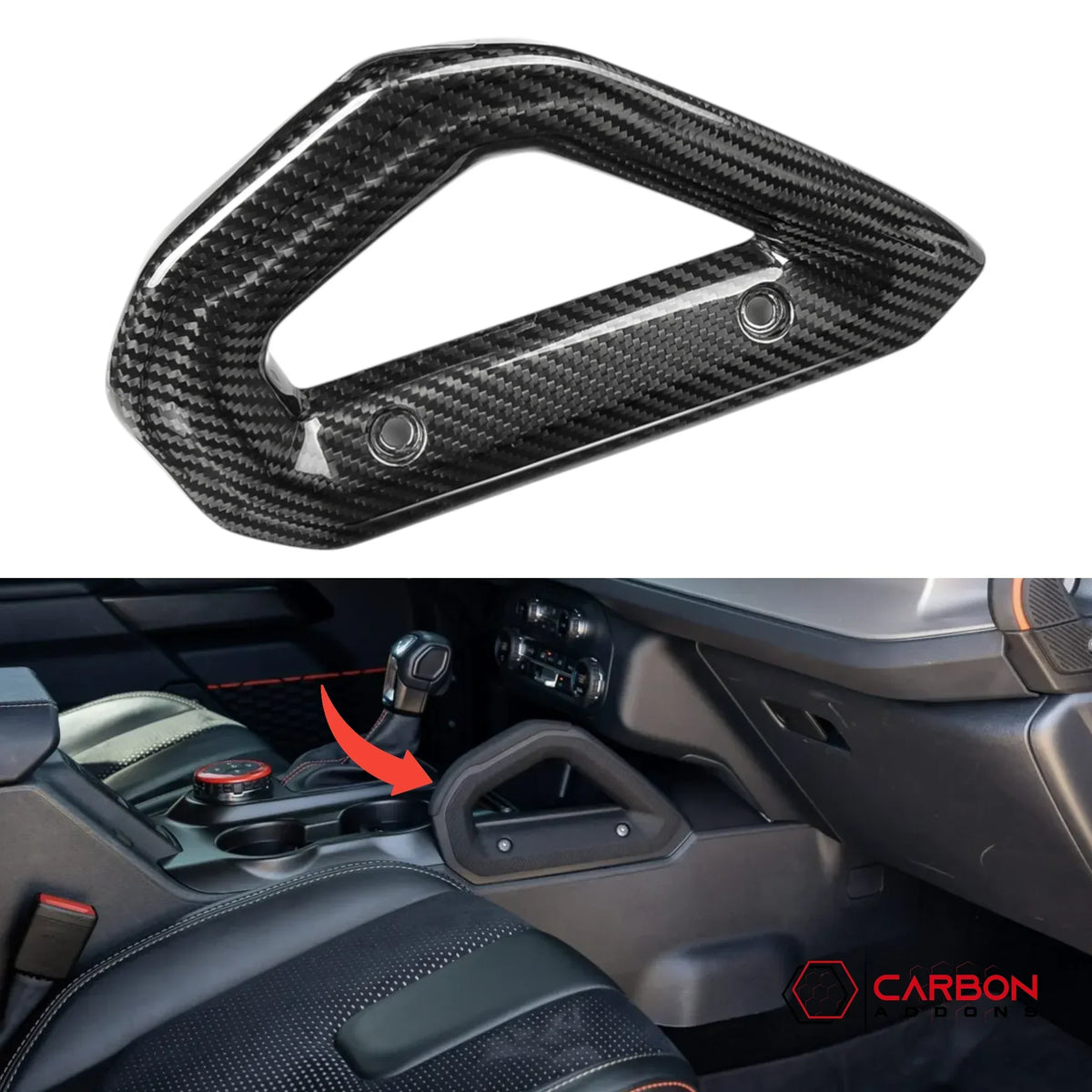 Real Carbon Fiber Center Console Grab Handle Trim For 2021–2026 Ford Bronco | Direct Replacement