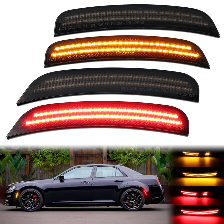 CHRYSLER 300 15-23 FRONT/REAR DYNAMIC SMOKED LED SIDE MARKERS