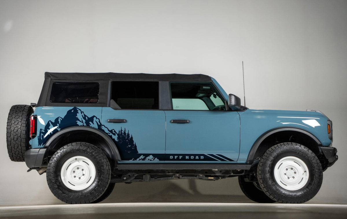 Ford Bronco Off Road Graphic Decal Sticker. Mountain Forest Overland Design. #6998