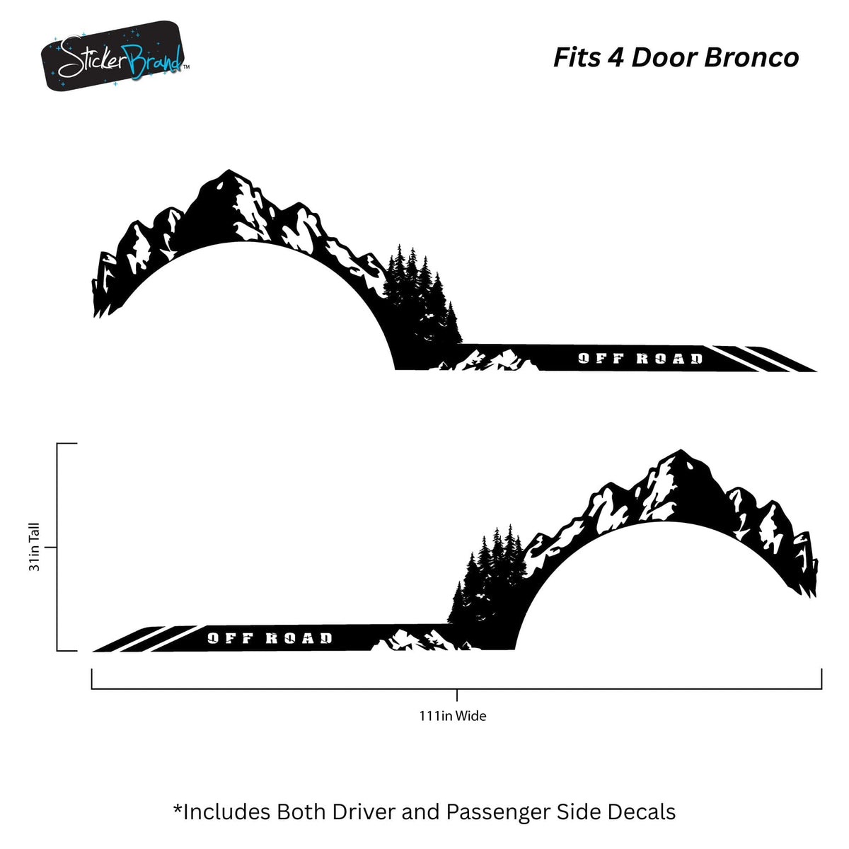 Ford Bronco Off Road Graphic Decal Sticker. Mountain Forest Overland Design. #6998