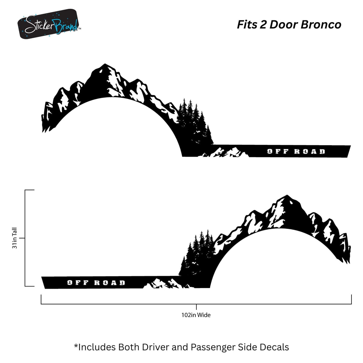 Ford Bronco Off Road Graphic Decal Sticker. Mountain Forest Overland Design. #6998