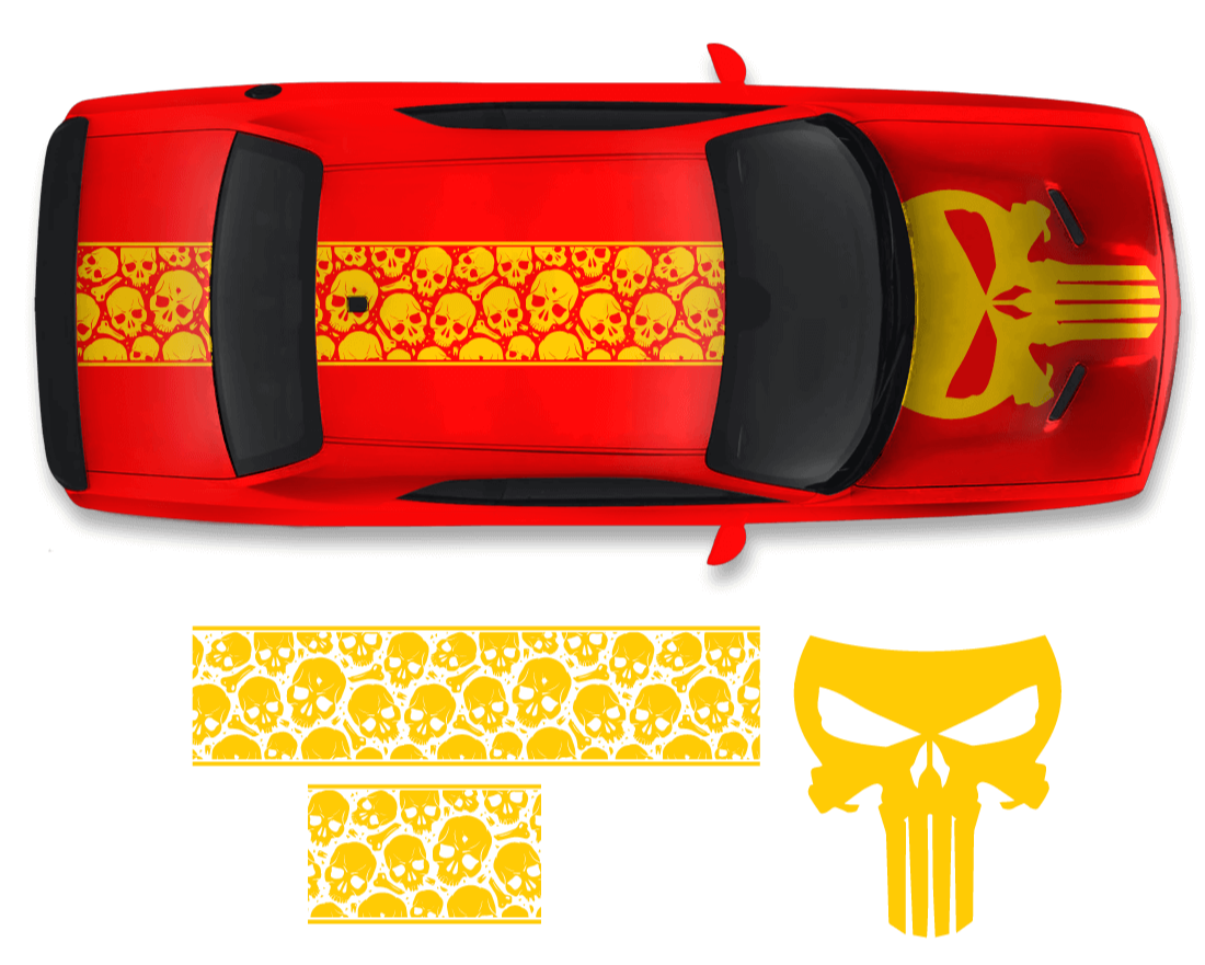 Dodge Challenger Top Skull Hood & Roof Graphics Kit (2011–2022)