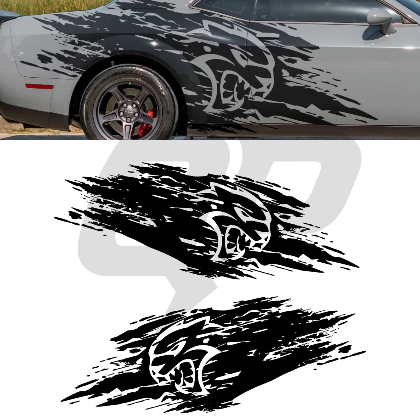 Dodge Challenger Hellcat Racing Stripes | 2015-2020 | Distressed Scratch Design