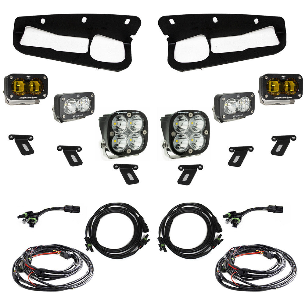 Baja Designs S2 SAE “SPORTSMEN” Fog Pocket Amber Light Kit W/ Steel Bumper 2021-2025 Bronco