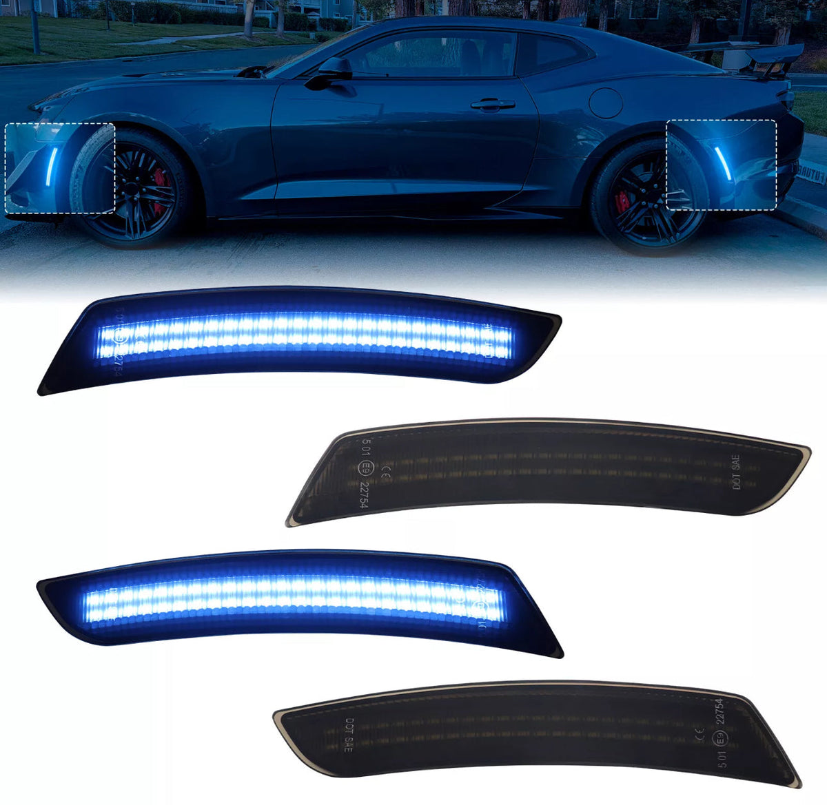 CAMARO 16-24 FRONT/REAR SMOKED LED SIDE MARKERS