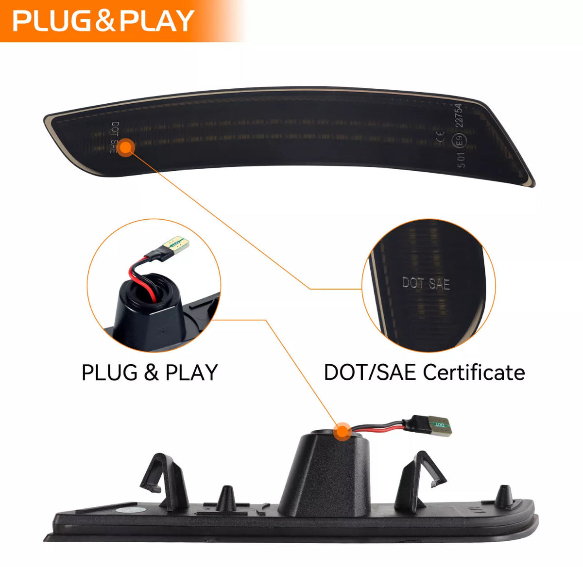 CAMARO 16-24 FRONT/REAR SMOKED LED SIDE MARKERS