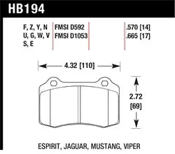 Hawk Ceramic Rear Brake Pads 2005-2023 Challenger/Charger 6.1L/6.2L/392/6.4L