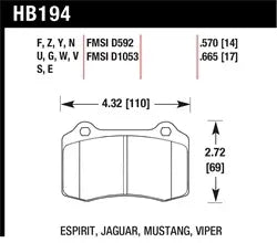 Hawk DTC-70 Rear Brake Pads 2005-2023 Challenger/Charger 6.1L/6.2L/392/6.4L