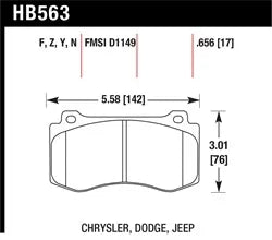 Hawk High Performance Street 5.0 Front Brake Pads 2005-2023 Challenger/Charger (4-Piston)