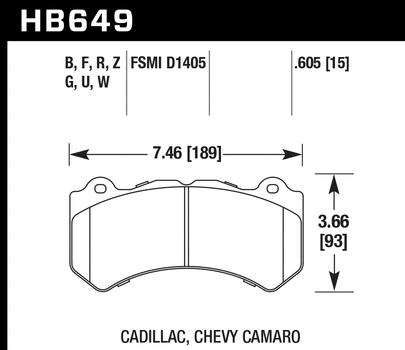 Hawk HPS Front Brake Pads 2015-2023 Challenger/Charger (6-piston)