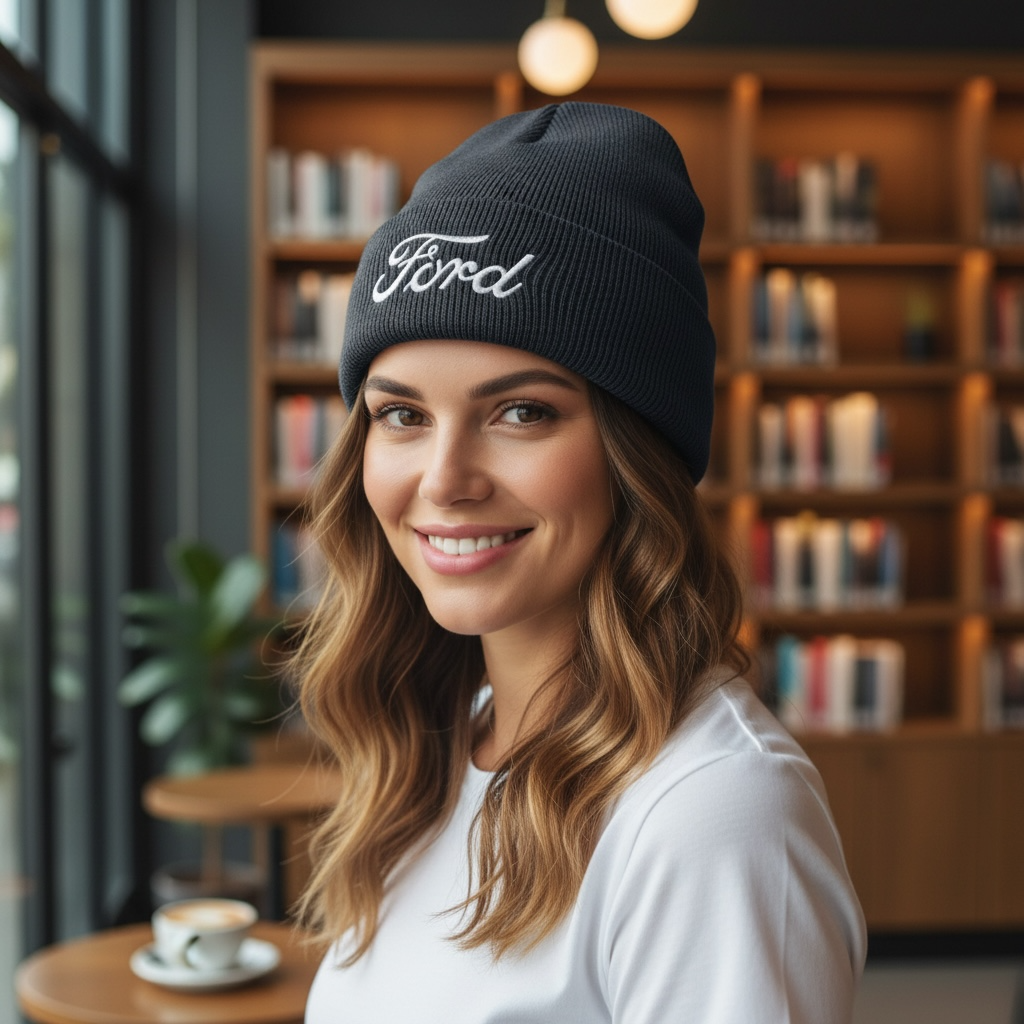 Hat - Ford Script Knit- Navy