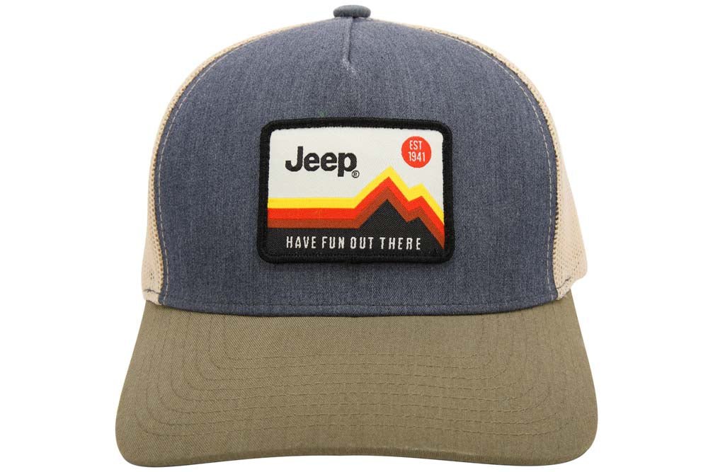 Hat - Jeep Have Fun Out There Trucker Patch Hat - Charcoal/Olive/Khaki