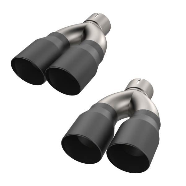 QTP Black Quad Exhaust Tips 2015-2023 Challenger 5.7L