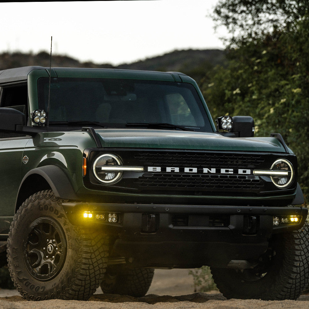 Baja Designs S2 SAE “SPORTSMEN” Fog Pocket Amber Light Kit W/ Steel Bumper 2021-2025 Bronco