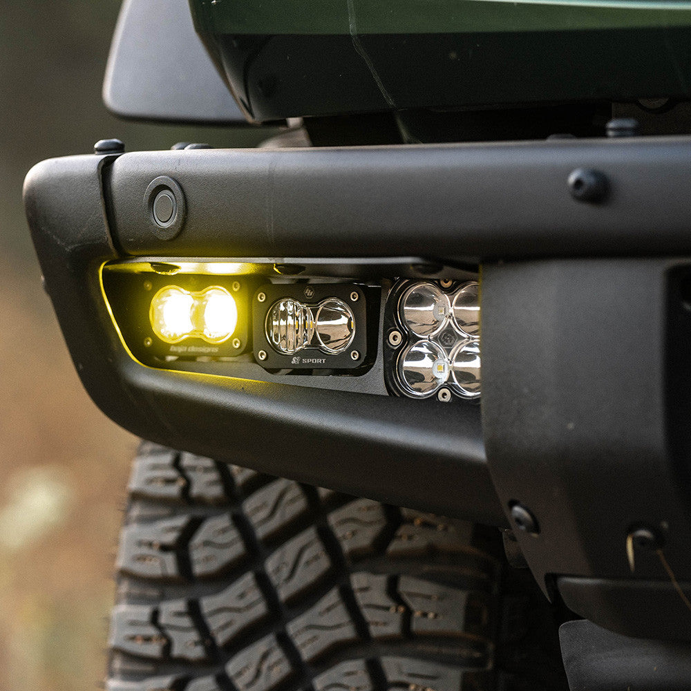 Baja Designs S2 SAE “Pro” Fog Pocket Amber Light Kit W/ Steel Bumper 2021-2025 Bronco