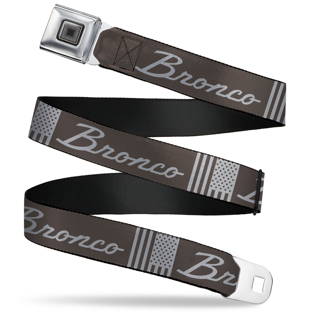 Starburst Seatbelt Belt - Ford BRONCO Americana Stars and Stripes Black/Gray Webbing