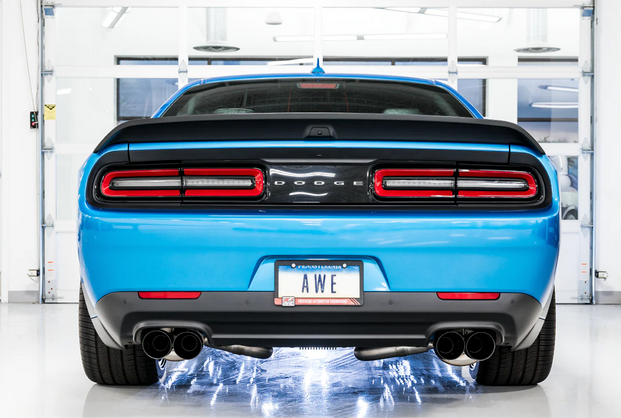 AWE Touring Cat-Back Exhaust, Black Tips 2015-2023 Challenger 6.2L/392/6.4L