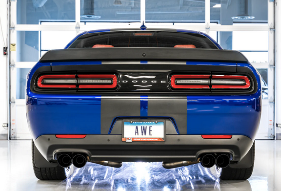 AWE Touring Cat-Back Exhaust, Black Tips 2017-2023 Challenger 5.7L
