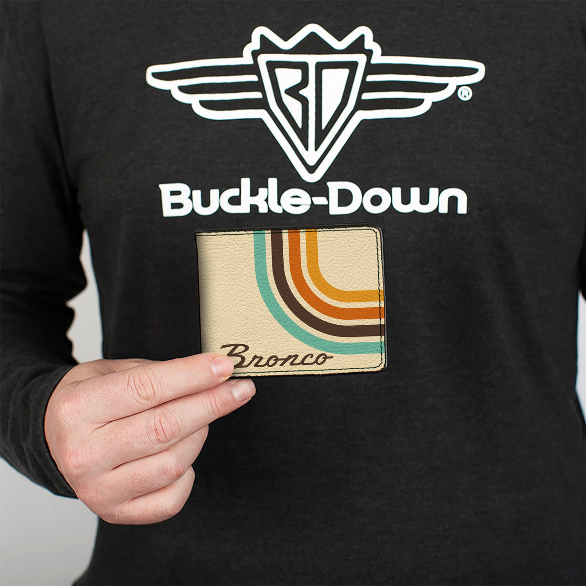 Bi-Fold Wallet - Ford BRONCO Script Lines Beige/Brown/Blue/Orange