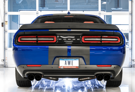 AWE Track Cat - Back Exhaust, Black Tips 2017 - 2023 Challenger 5.7L - Speedlogix