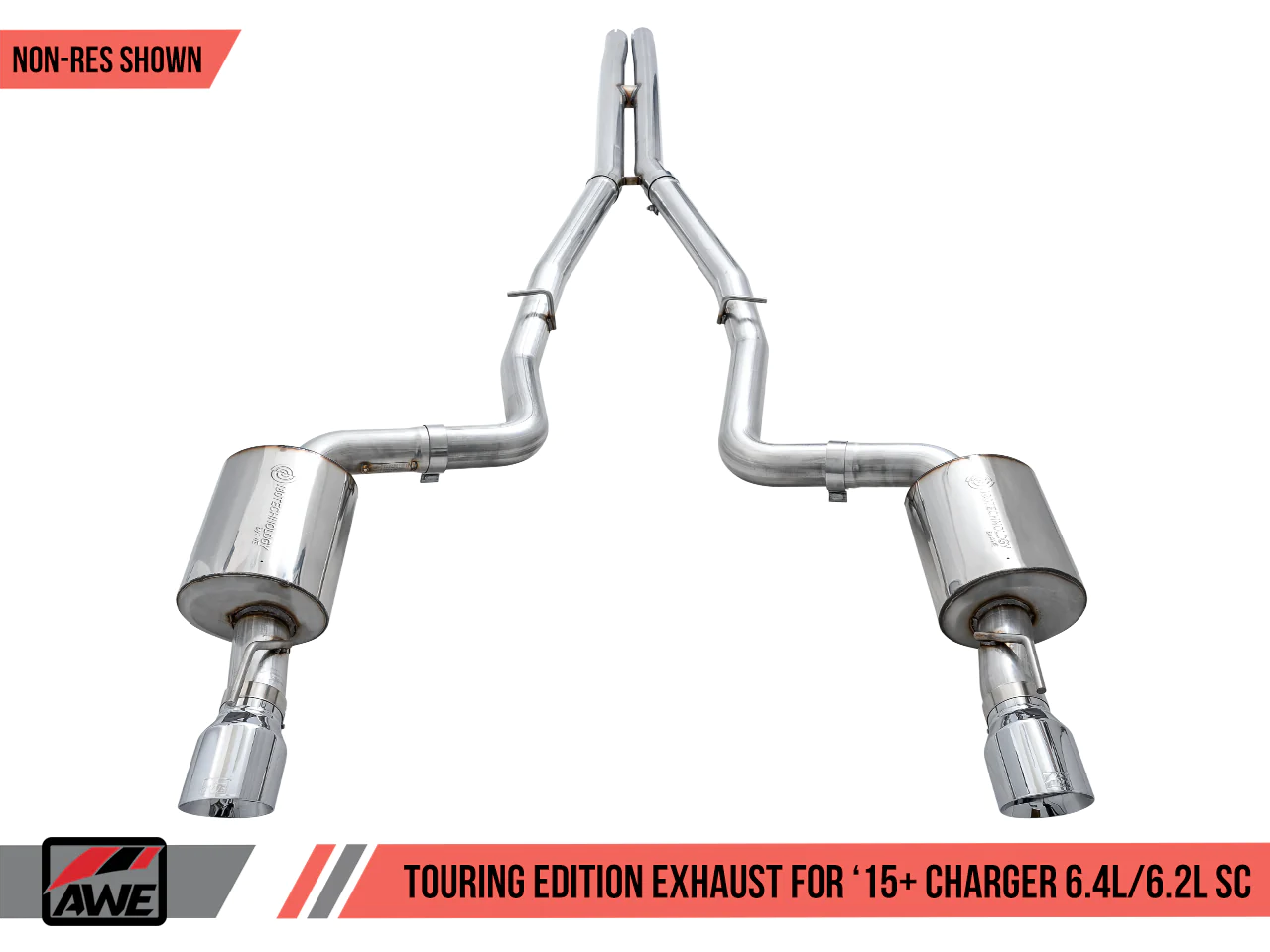 AWE Touring Cat-Back Exhaust, Chrome Tips 2015-2023 Charger 6.2L/392/6.4L - Speedlogix