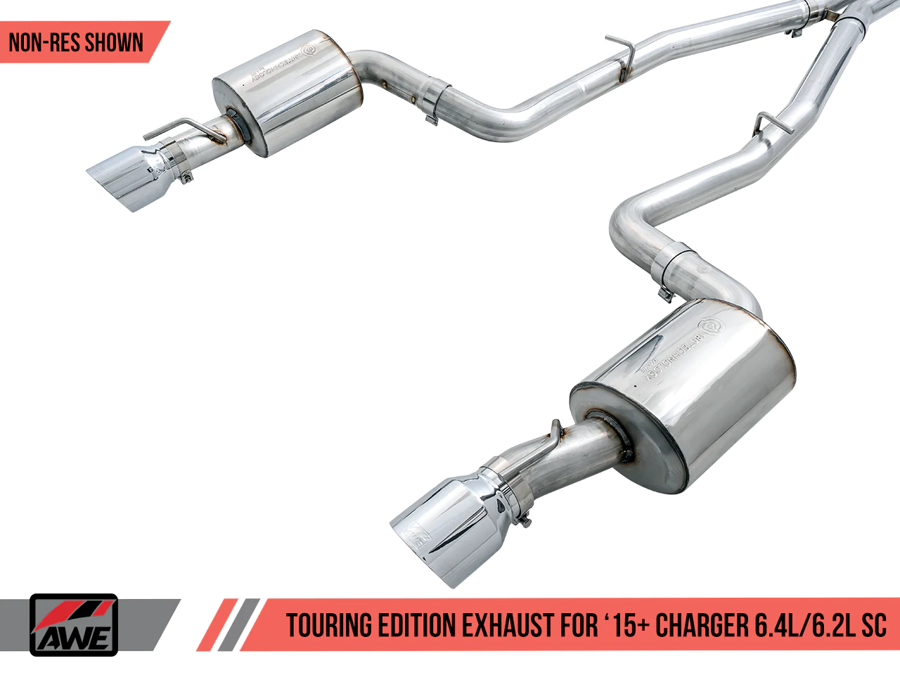 AWE Touring Cat-Back Exhaust, Chrome Tips 2015-2023 Charger 6.2L/392/6.4L - Speedlogix