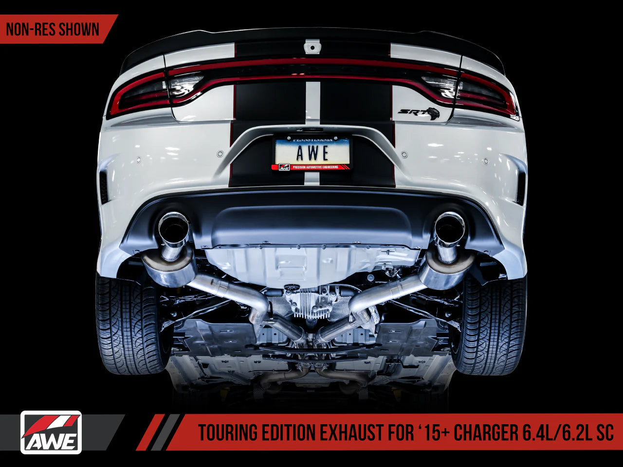 AWE Touring Cat-Back Exhaust, Chrome Tips 2015-2023 Charger 6.2L/392/6.4L - Speedlogix