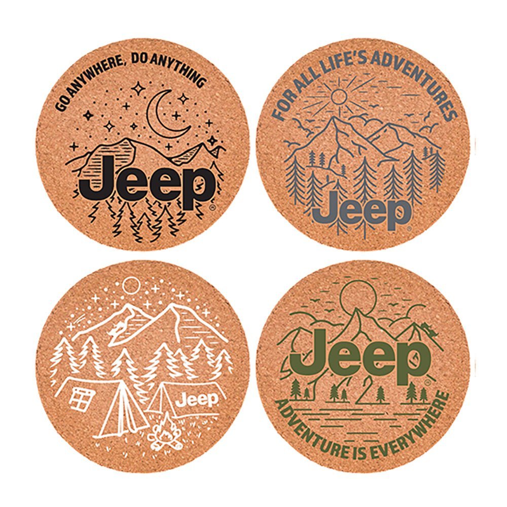 Coaster Set Cork - Jeep Assorted Logos - Speedlogix