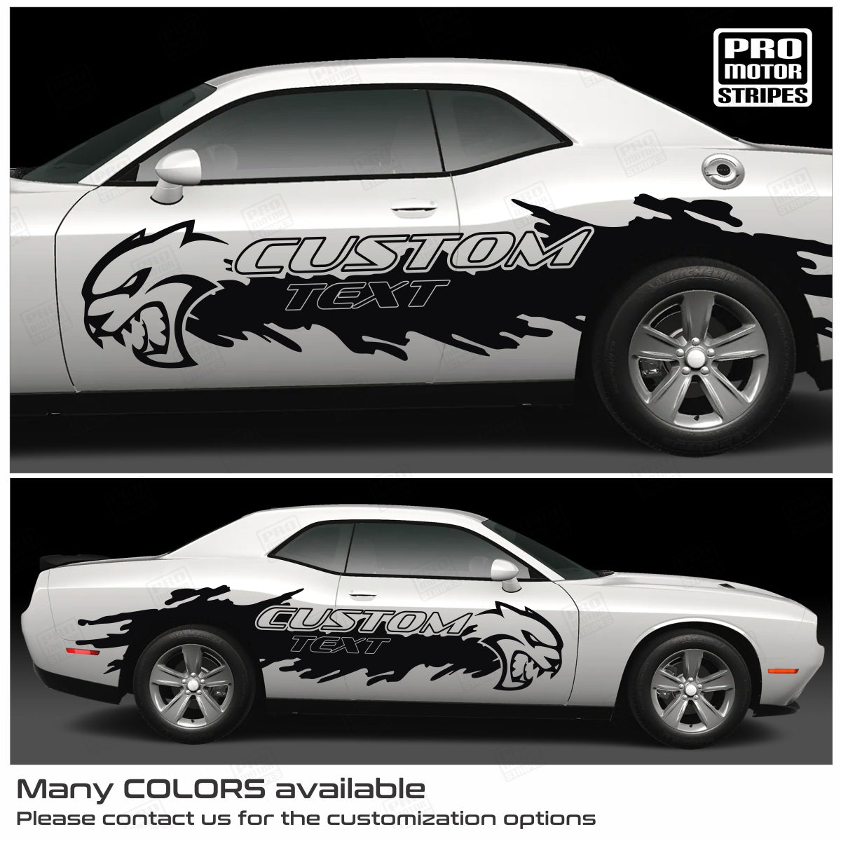 Dodge Challenger 2008 - 2023 Side Mud Splash Hellcat Stripes Decals - Speedlogix