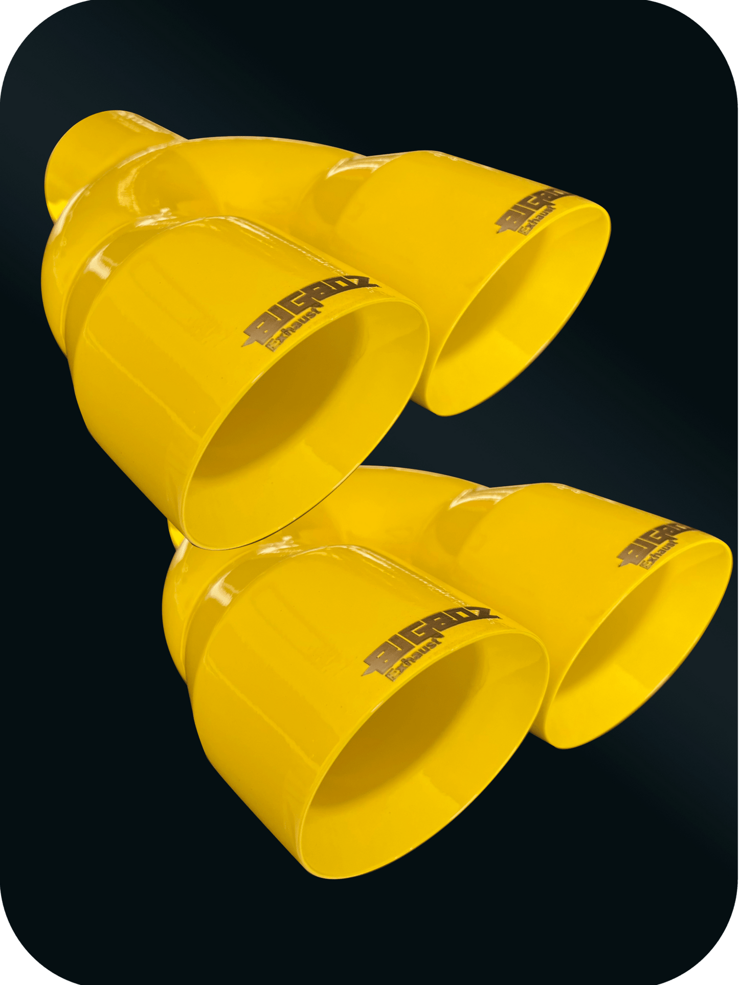 DODGE CHALLENGER 4" OUTLET QUAD TIPS SET GLOSS YELLOW - Speedlogix