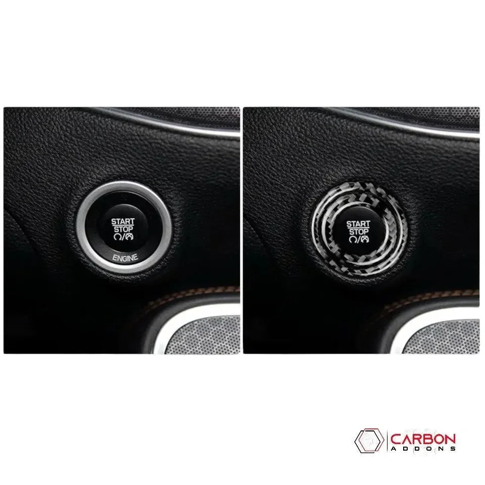 Dodge Challenger Charger Durango Jeep Chrysler 2015-2023 Carbon Fiber Start Button Surround Trim Overlay