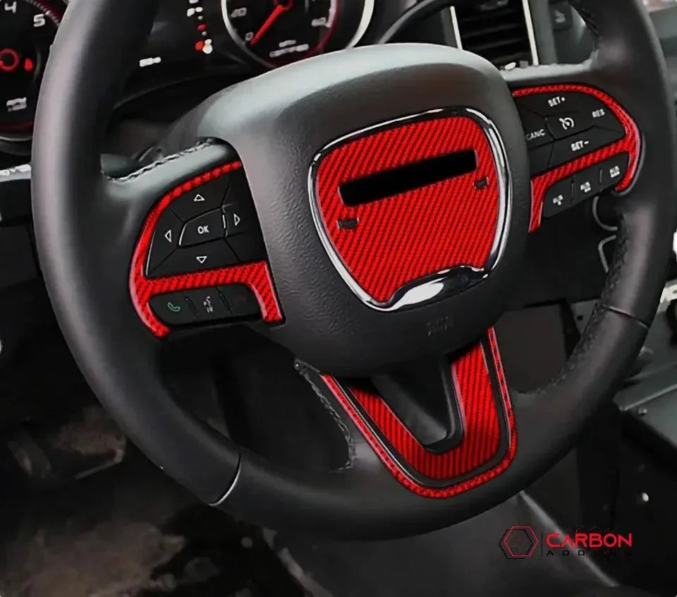 Dodge Charger/Challenger/Durango 2015-2024 Carbon Fiber Steering Wheel airbag and button trim Overlay