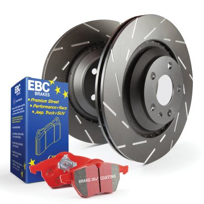 EBC Stage 4 Slotted Front Brake Rotor / RedStuff Pad Kit 2005 - 2023 Challenger/Charger w/ 13.6" Stock Rotors - Speedlogix