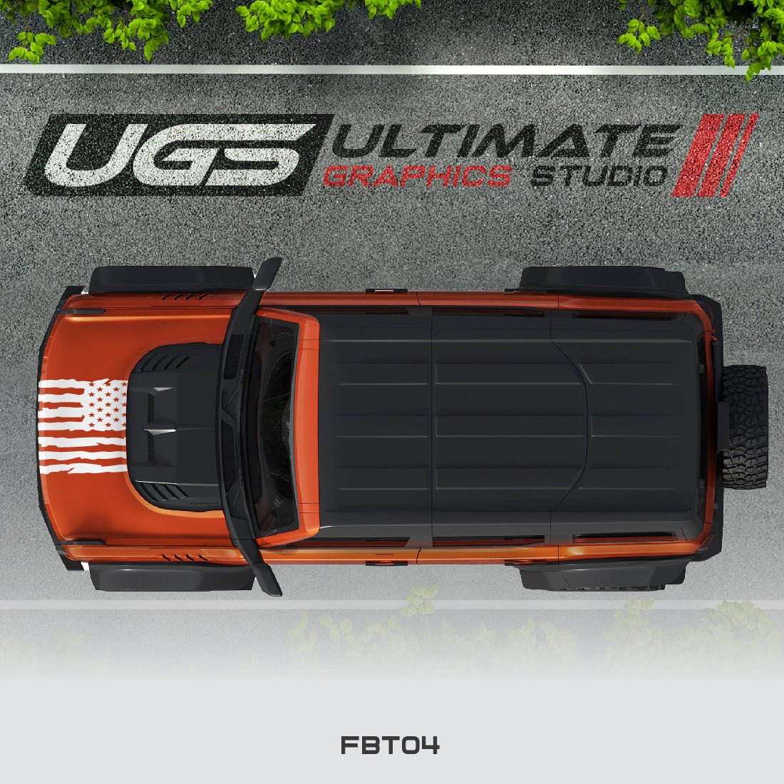 Ford Bronco Flag Hood 1 Color - Speedlogix