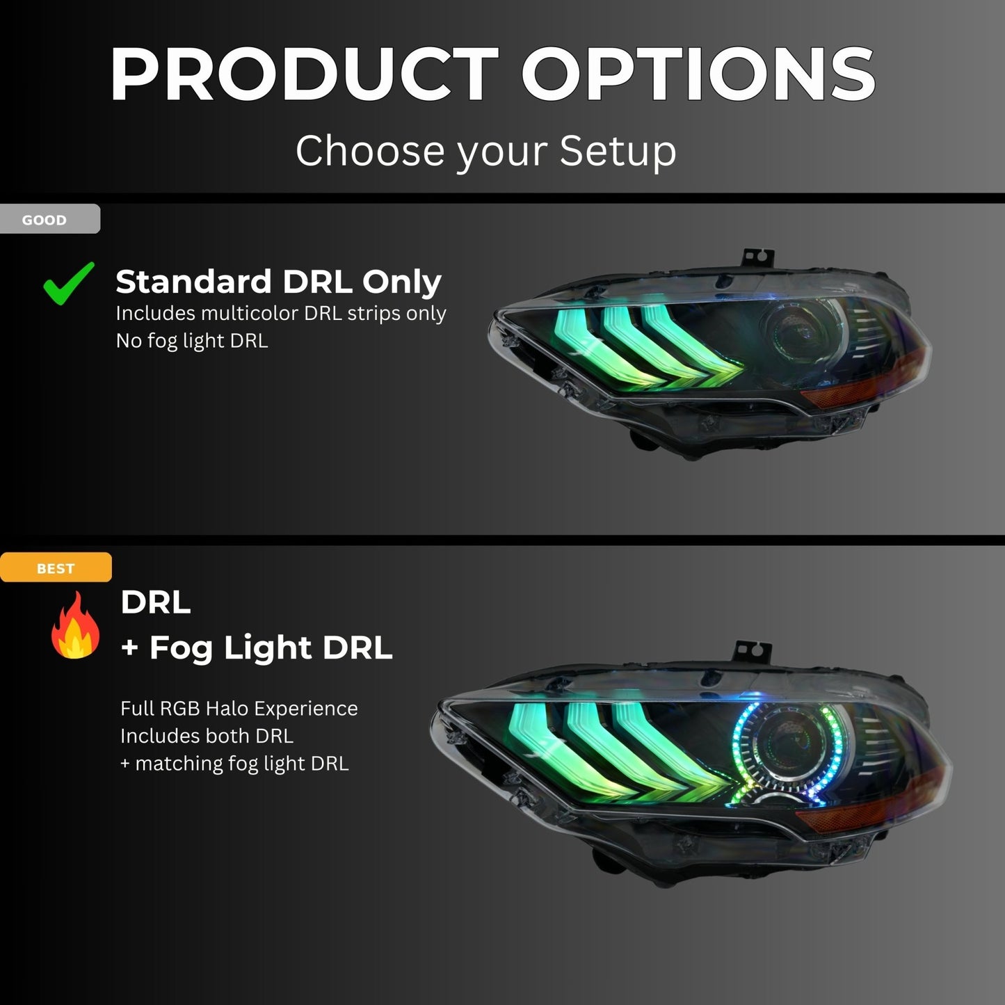Ford Mustang Multicolor Flow Series DRL Boards (2018 - 2023) - Speedlogix