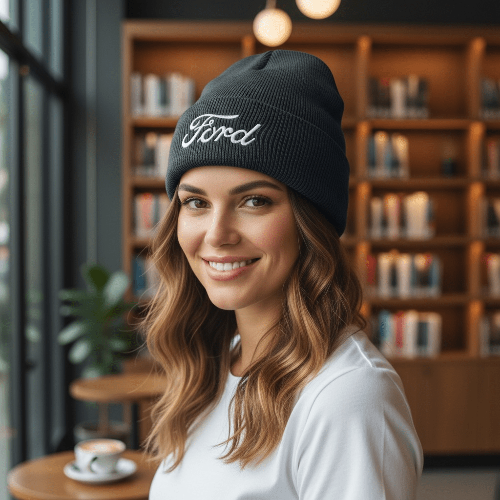 Hat - Ford Script Knit - Navy - Speedlogix