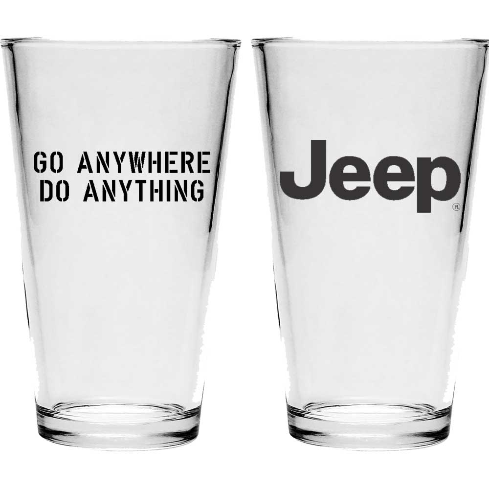 Pint Glass - Jeep Text - Go Anywhere. Do Anything. (Black) - Speedlogix