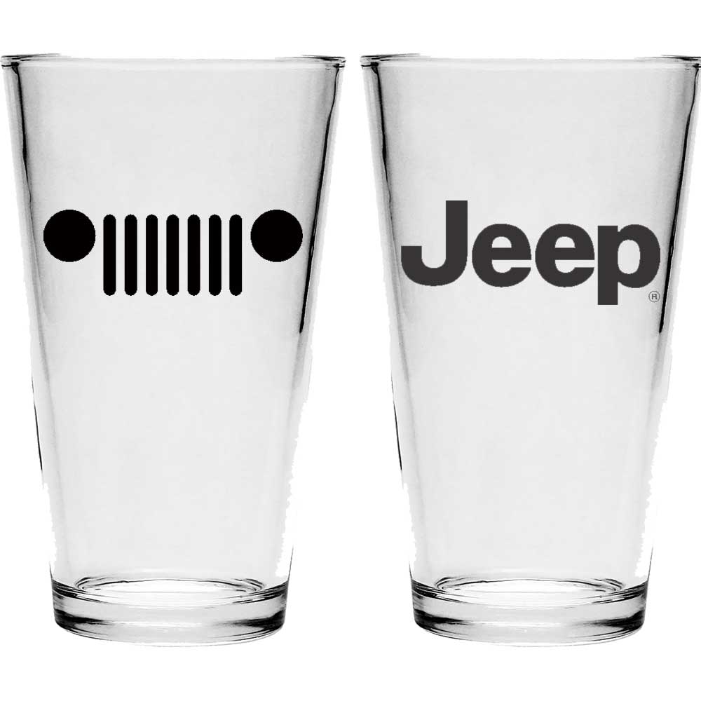 Pint Glass - Jeep Text / Jeep Grille (Black) - Speedlogix