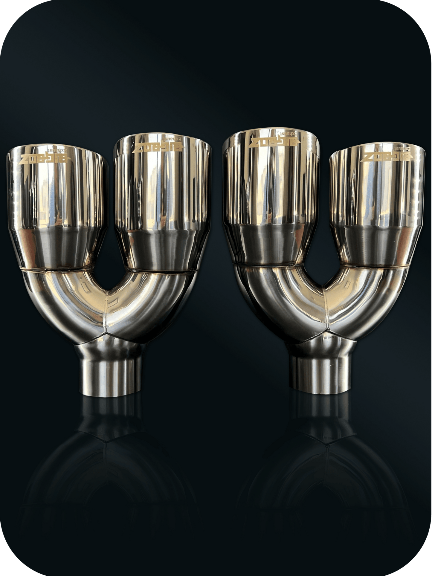 STAGGERED 4" DODGE CHALLENGER QUAD TIPS 3 INCH INLET - Speedlogix