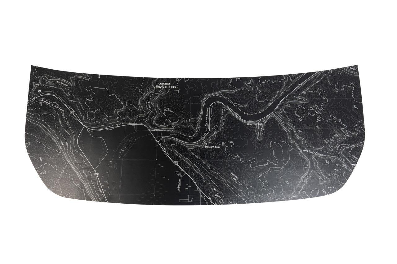 Stealth Black Arches National Park Topographic Map Hood Overlay (Printed Series) - 2021+ Bronco - Speedlogix