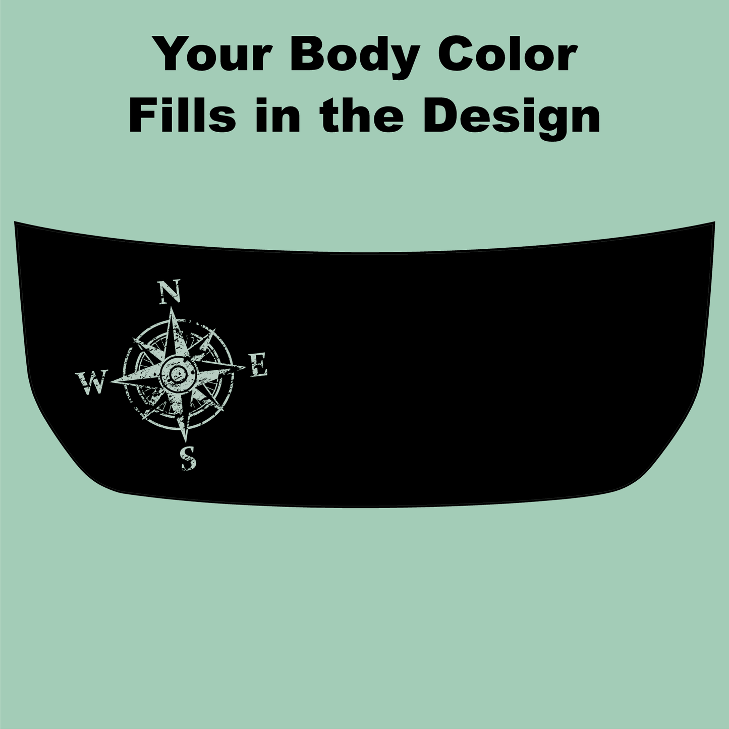 Stealth Black Compass Rose Hood Overlay (Printed Series) - 2021+ Bronco - Speedlogix