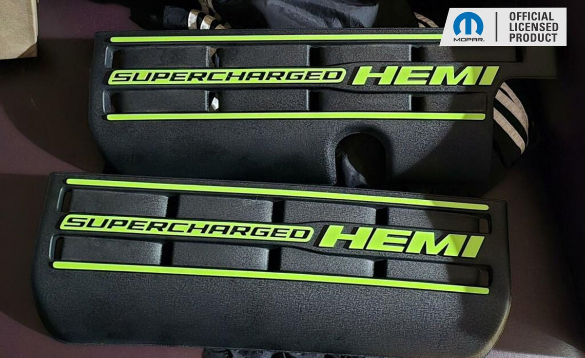 Supercharged Hemi Engine Cover Overlay Decals - Grand Cherokee Trackhawk - Speedlogix
