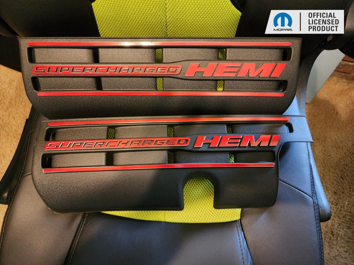 Supercharged Hemi Engine Cover Overlay Decals - Grand Cherokee Trackhawk - Speedlogix