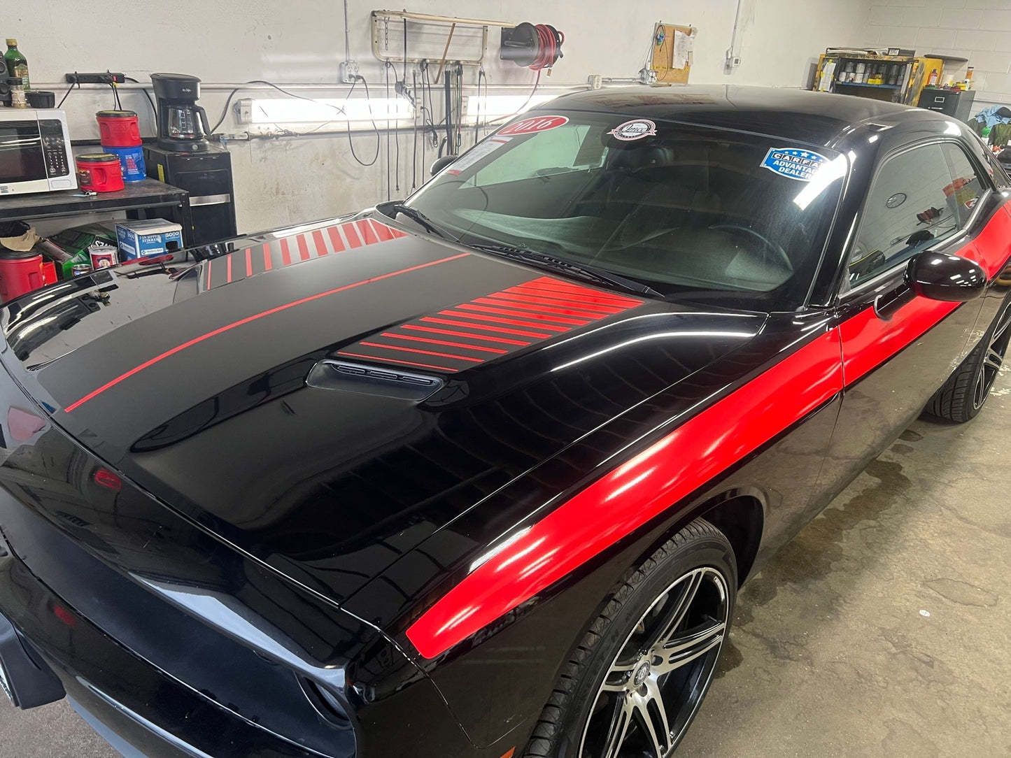 Two Tone Layered Strobe Hood for 2014 - 2024 Dodge Challenger - Speedlogix