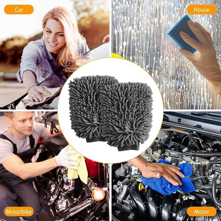 WASH&WHIPS Chenille Premium Scratch - Free Microfiber Lint - Free Blue Wash Mitt 8" x 10"in & Black Pitstop Particle Interceptor - Speedlogix