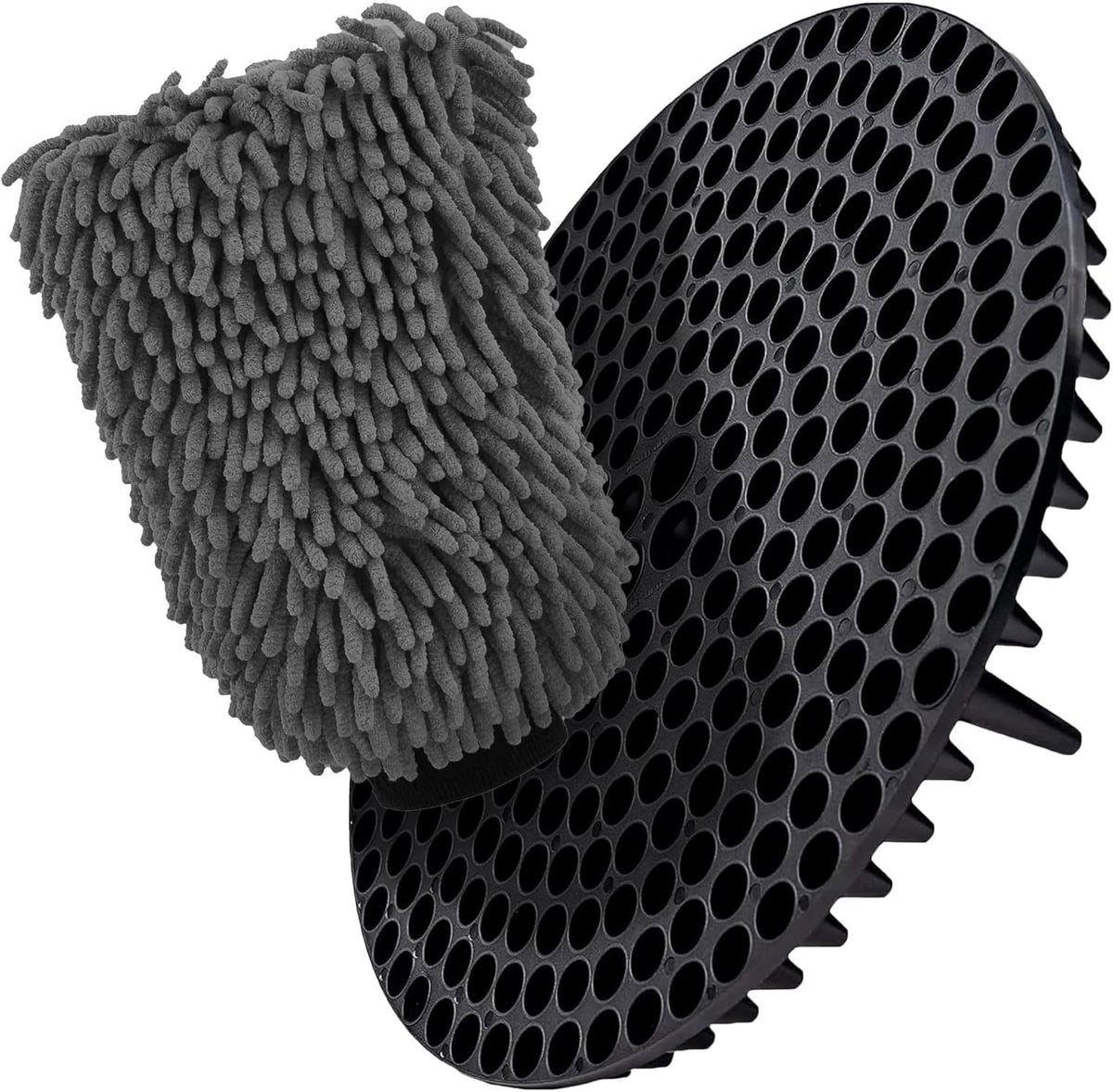 WASH&WHIPS Chenille Premium Scratch - Free Microfiber Lint - Free Blue Wash Mitt 8" x 10"in & Black Pitstop Particle Interceptor - Speedlogix