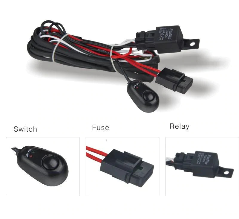 LED Light Bar Relay Wiring Harness w/LED Indicator Light Switch