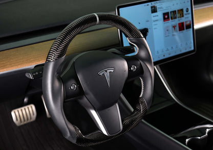 Rekudo Carbon Fiber Steering Wheel 2017-2021 Tesla Model 3/Y